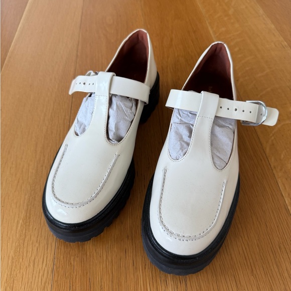 Reformation White Lugsole Mary Janes with T-strap - Picture 1 of 5